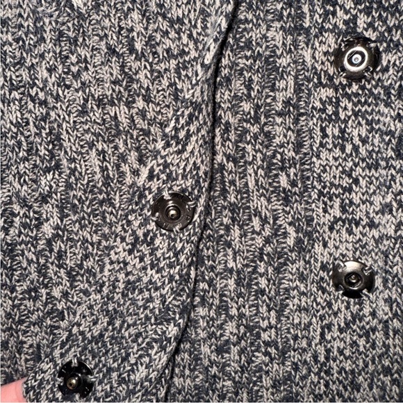 Nordstrom Caslon Cozy Knit Hooded Long Cardigan Marled Black Brown Button Hood - Picture 2 of 8